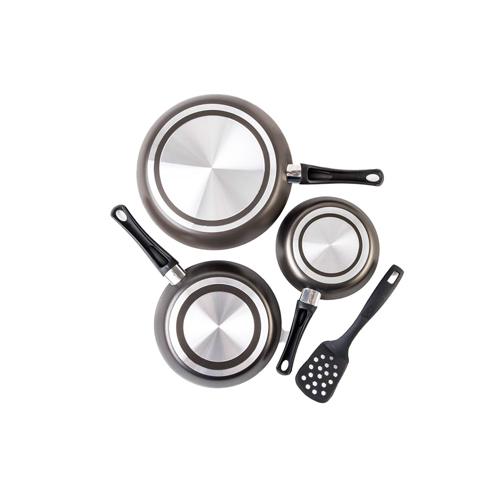 Juego de Sartenes y Espatula Magnifica Negro - 4 piezas - CINSA