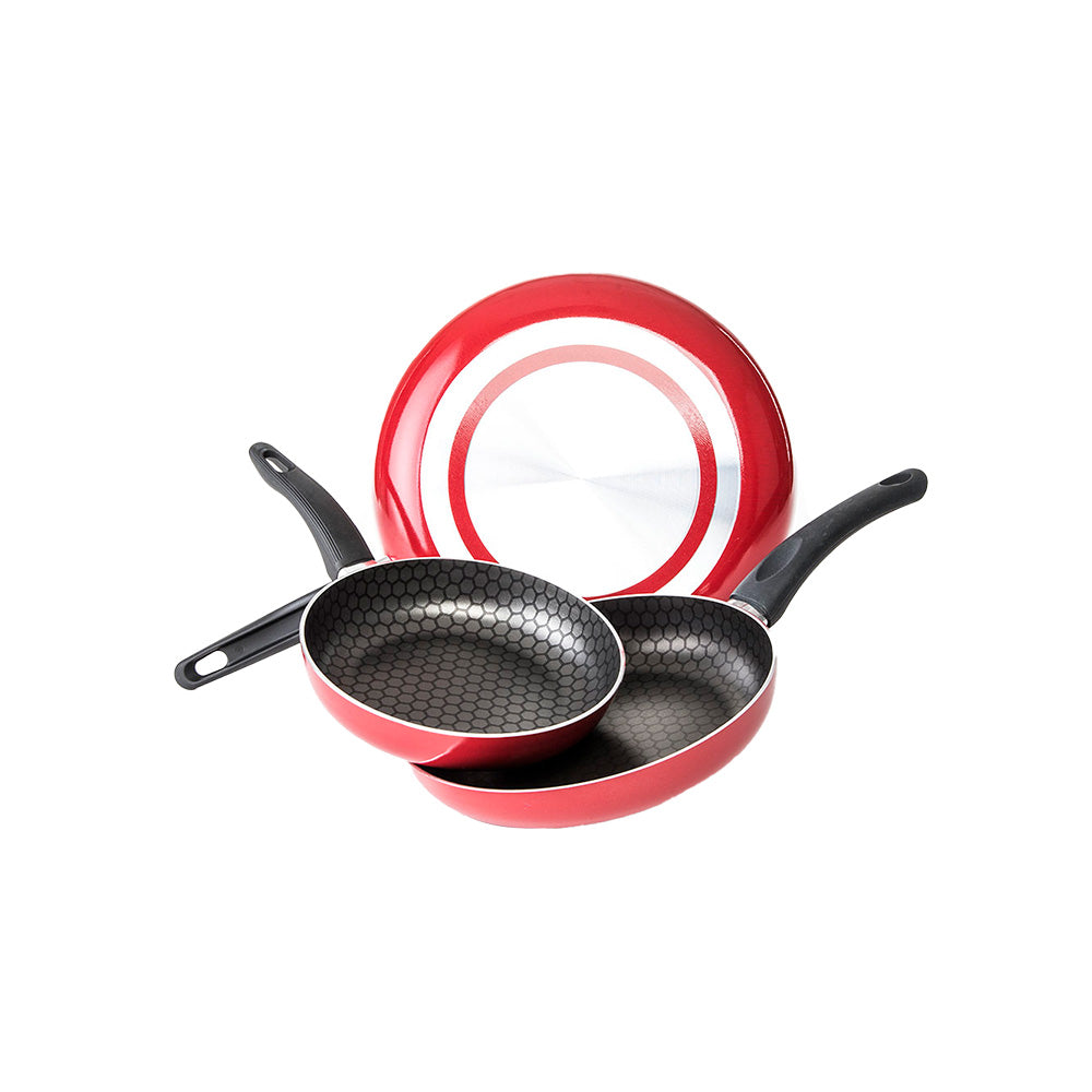 Havana Red Teflon Frying Pan Set - 3 pieces - CINSA