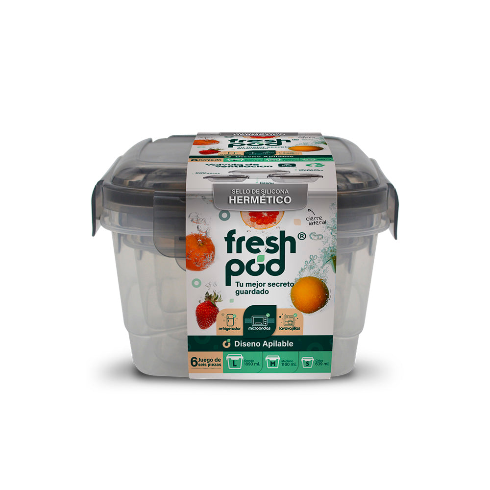 Square Valve Airtight Tupper Container - 6 pieces - Freshpod