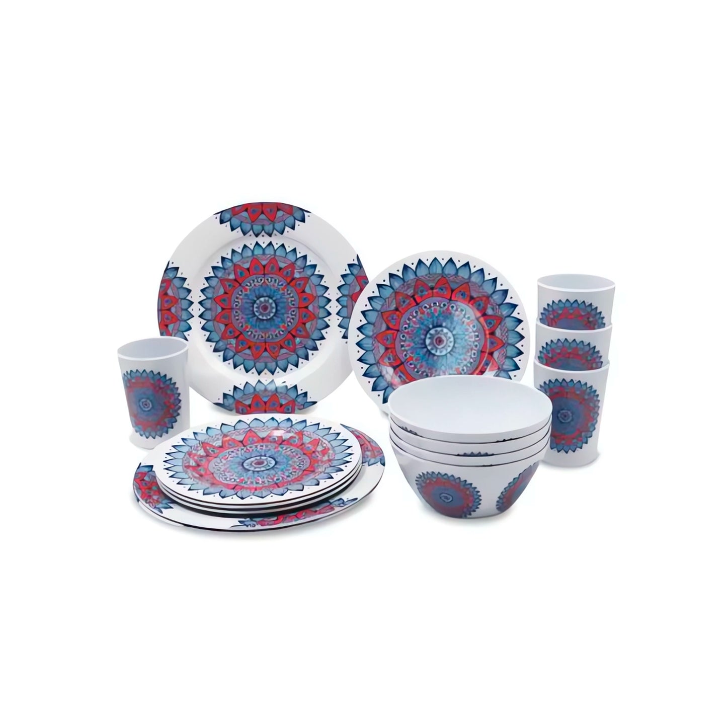 Vajilla de Melamina 16 Piezas Mandala - Fraciel