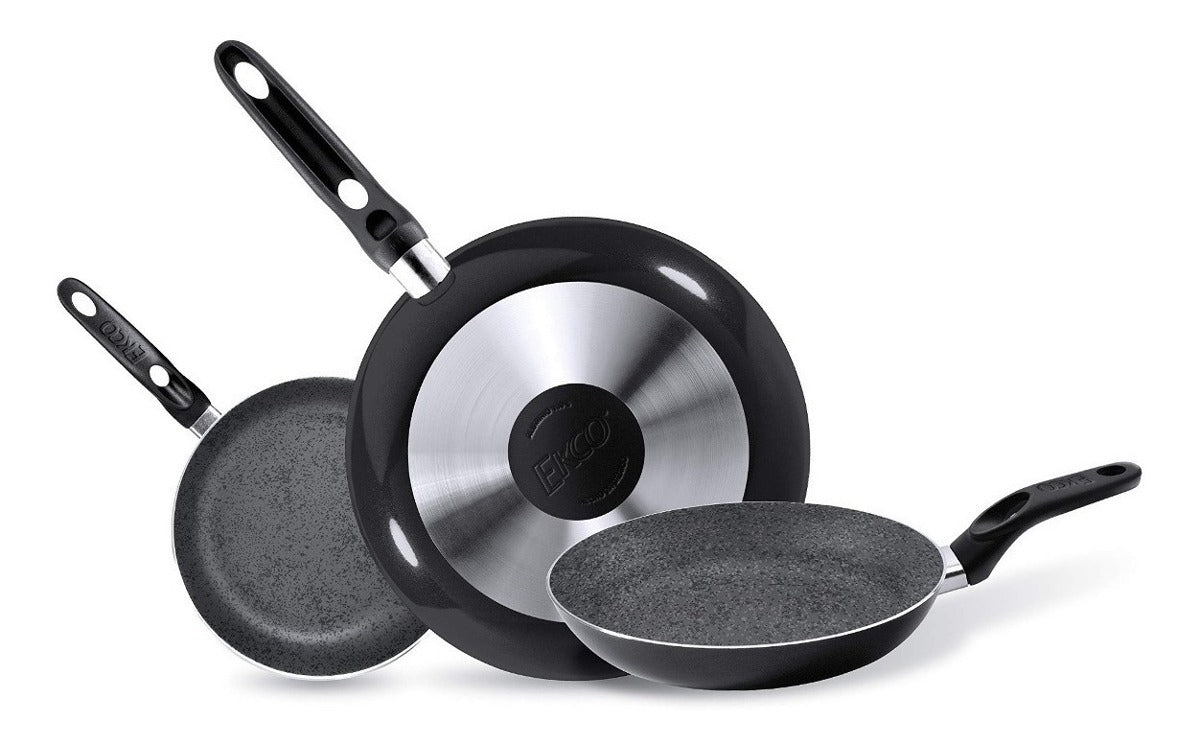 Jgo 3 Sartenes Graystone Ekco Vasconia Piedra Antiadherente
