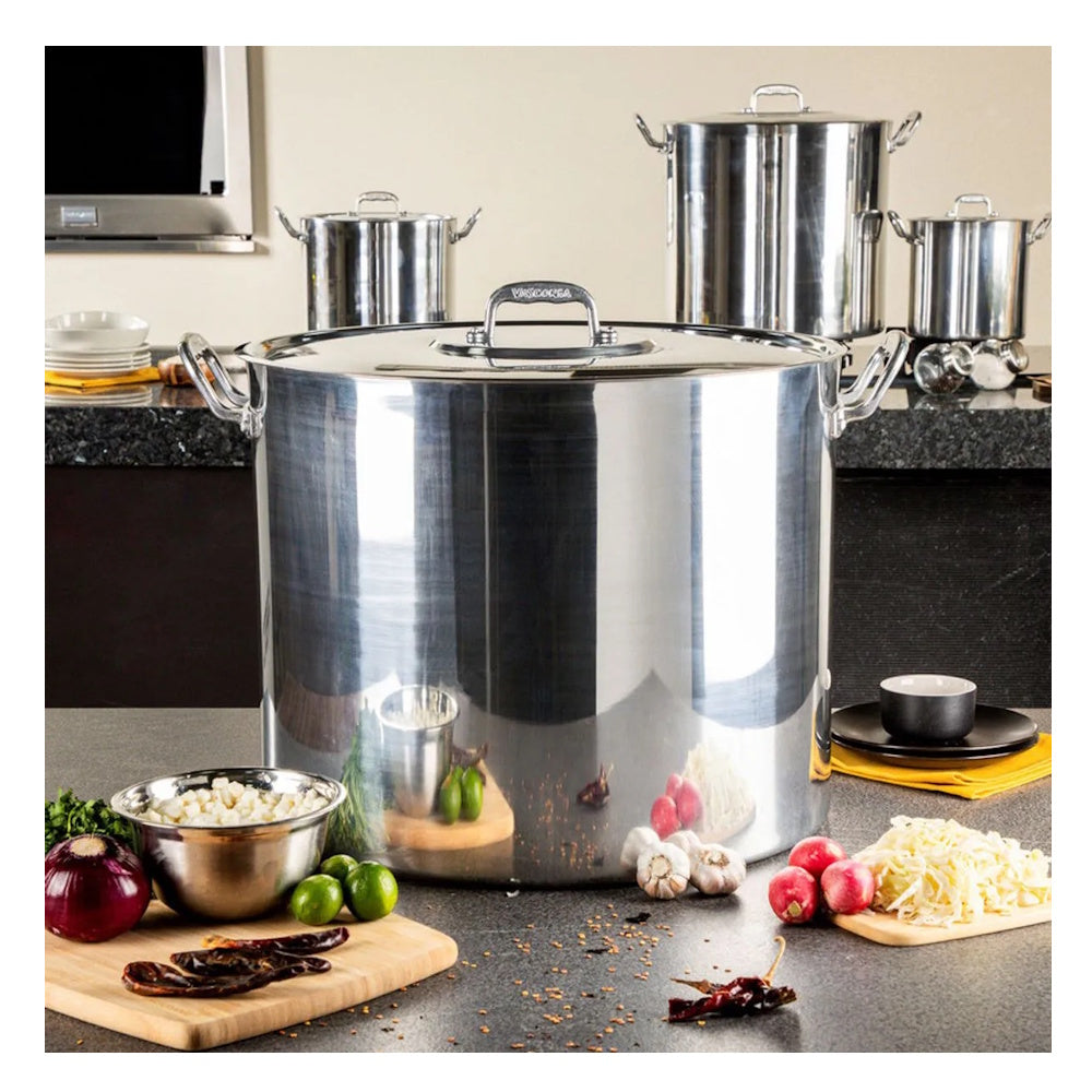 Olla Alta Recta 50 cm/80 lt Aluminio Acorazada NSF Vasconia