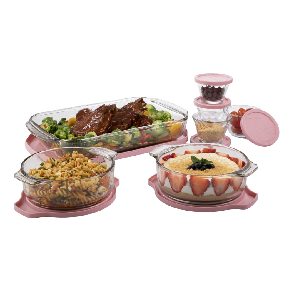 Set Hornear 14 Pzas Pyr-O-Rey Vidrio Refractario c/Tapas