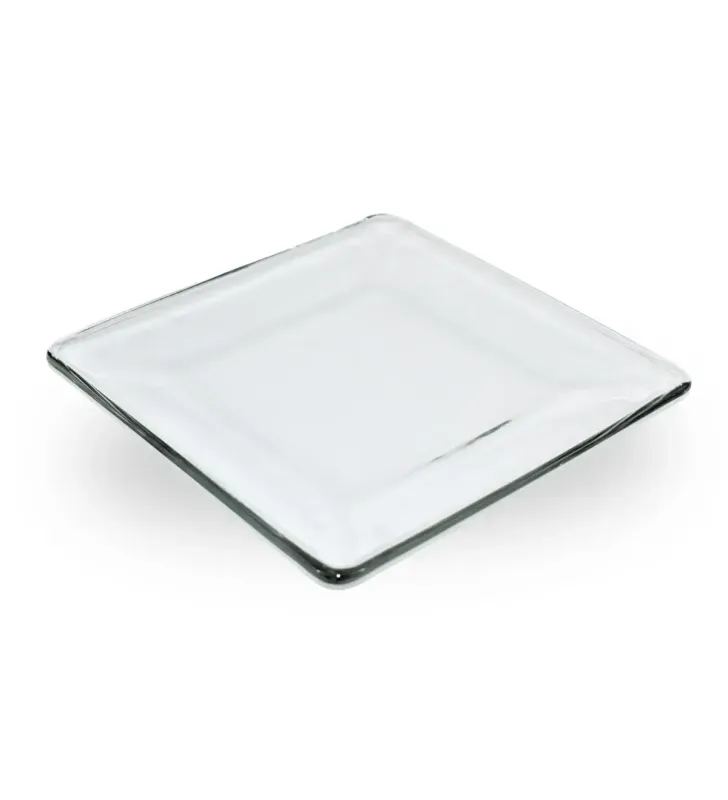 Plato Cuadrado Tempode Vidrio 20cm  - Crisa