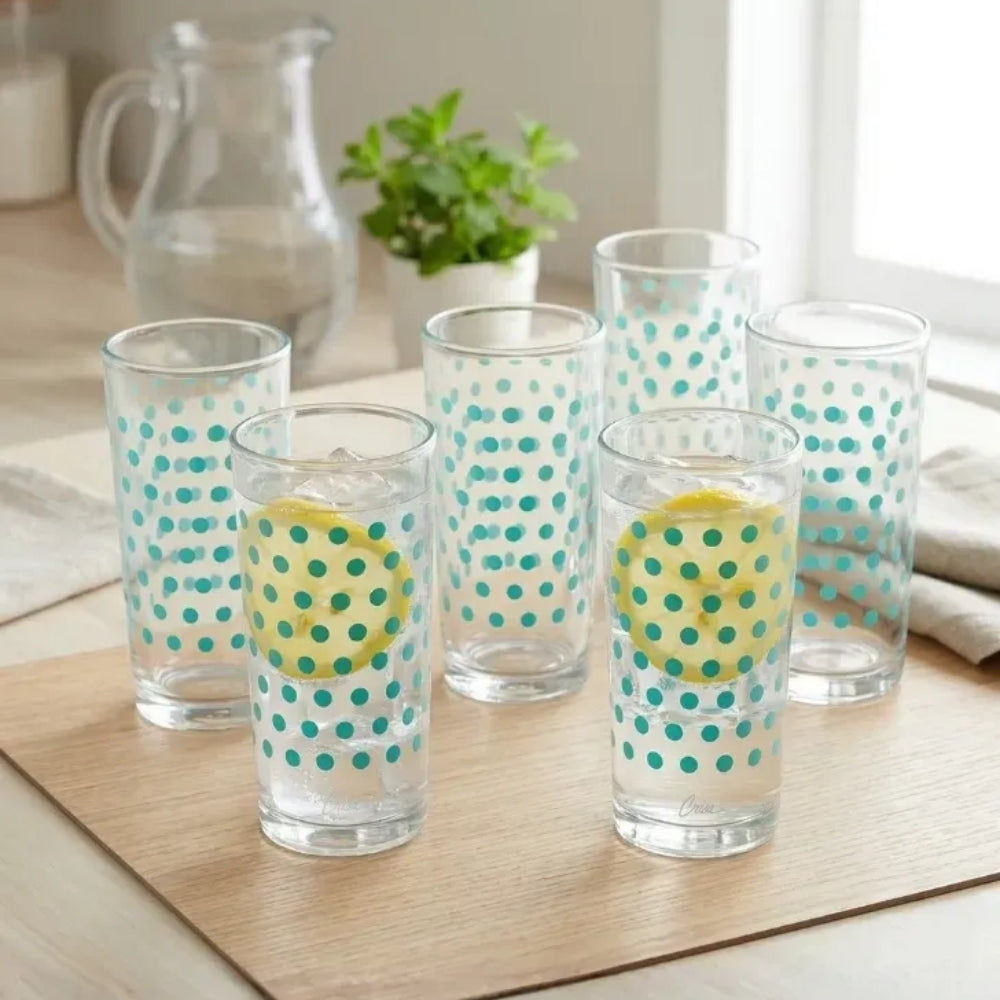 Juego de 6 vasos vidrio 295 ml Puntitos Menta Crisa 1724974