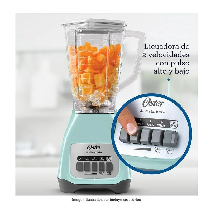 Licuadora Vaso Plástico 1.25 L/ 2 Vel y Pulso 550 w Oster Celeste