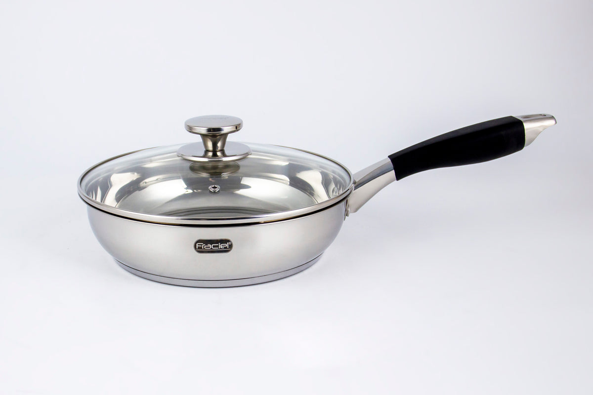Sartén c/tapa 24cm s/Antiadherente Acero Inoxidable Fraciel