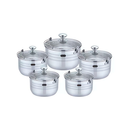 Bateria 10 Piezas Acero Inoxidable Tapa Vidrio Astoria -  Fraciel