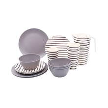 Vajilla Melamina 17 piezas Rayas Grises - Fraciel