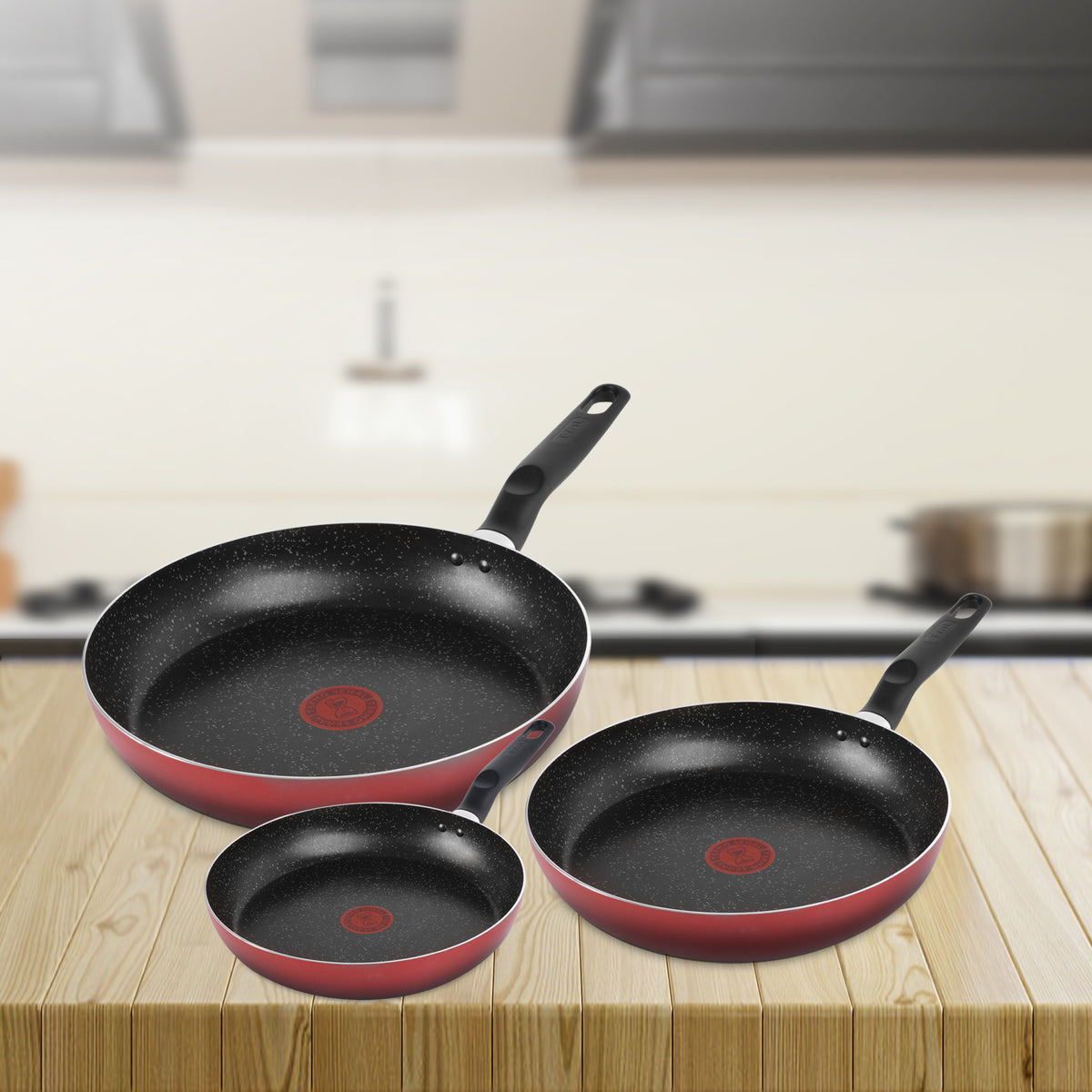 Juego de Sartenes Daily Stone 20/24/26cm Aluminio Rojo Tefal