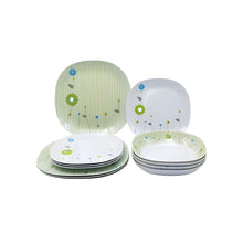 Vajilla Cuadrada de Melamina Verde - 12 piezas - Fraciel