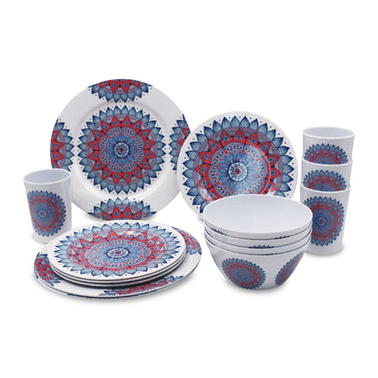 Vajilla de Cocina Melamina Decorada Mandala 16 pz Fraciel