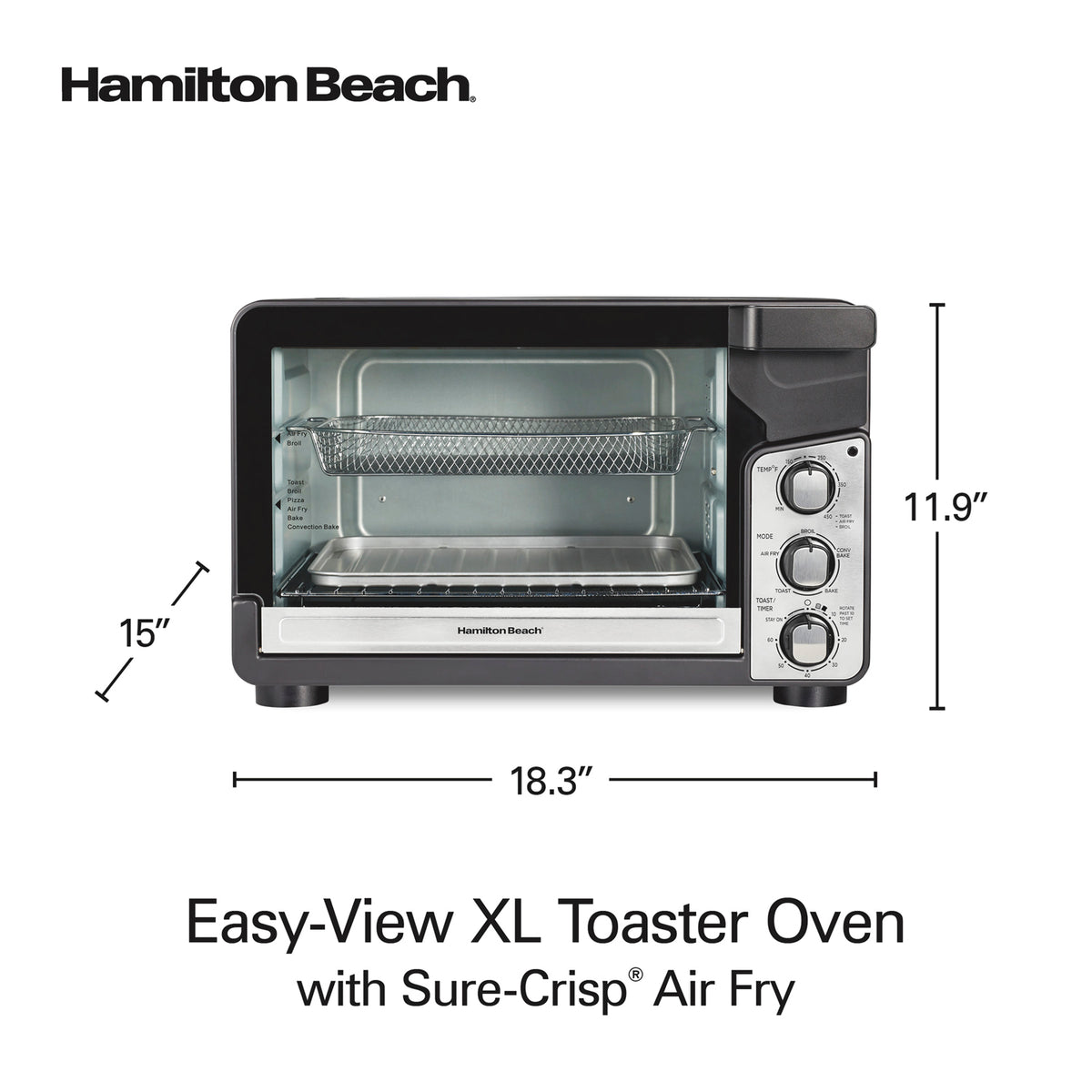Horno Tostador Freidora Aire Hamilton Beach 6 Rebanadas XL
