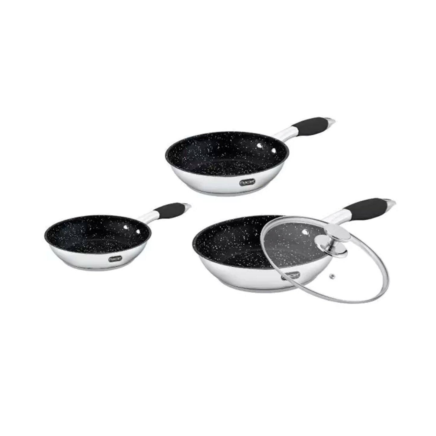 Juego de 3 Sartenes Acero Inoxidable Antiadherente - Fraciel