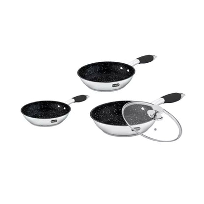 Juego de 3 Sartenes Acero Inoxidable Antiadherente - Fraciel