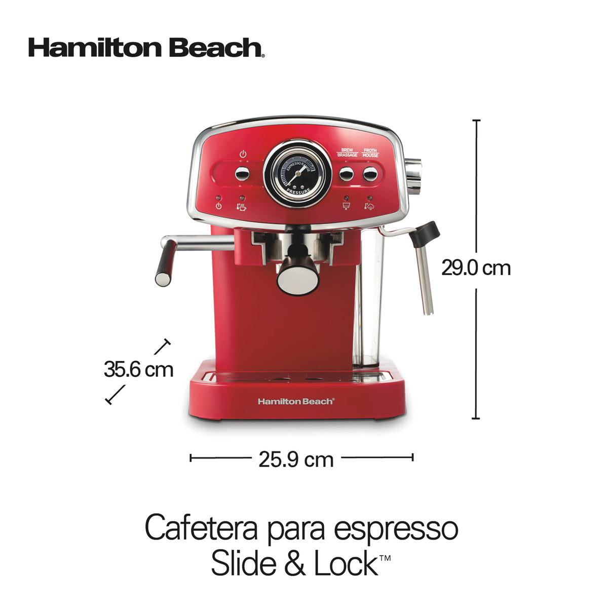 Cafetera Espresso Hamilton Beach 40732 Roja Slide & Lock 15 Bar