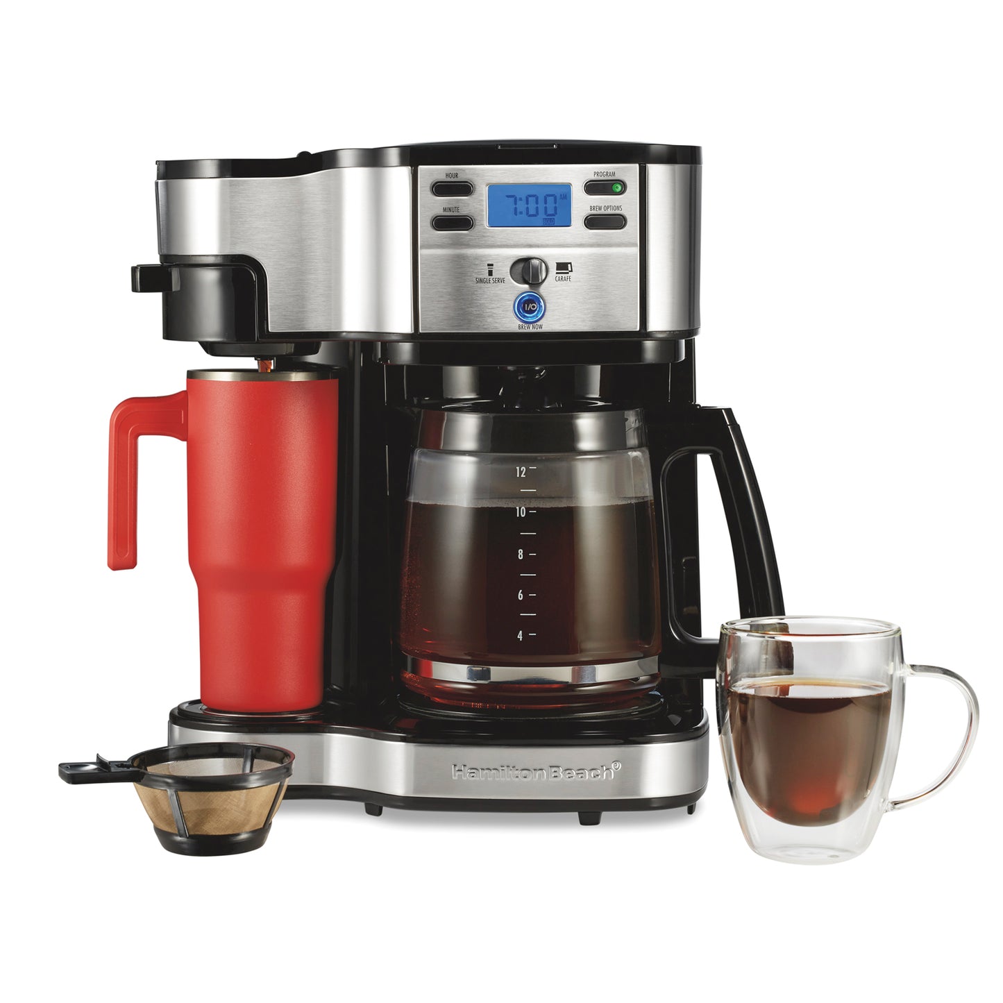Cafetera Hamilton Beach 49980RG 12 Tazas 2 en 1 Programable