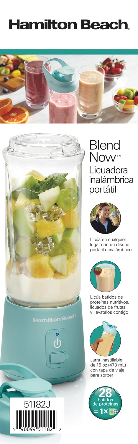 Licuadora Inalámbrica Portátil 473ml Hamilton Beach 51182J
