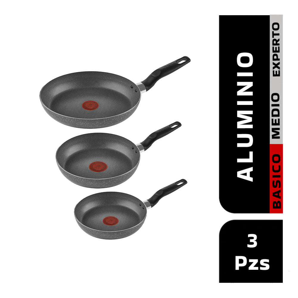 Juego de sartenes Stone 3 pz 20,24,30cm Aluminio Tefal T-fal