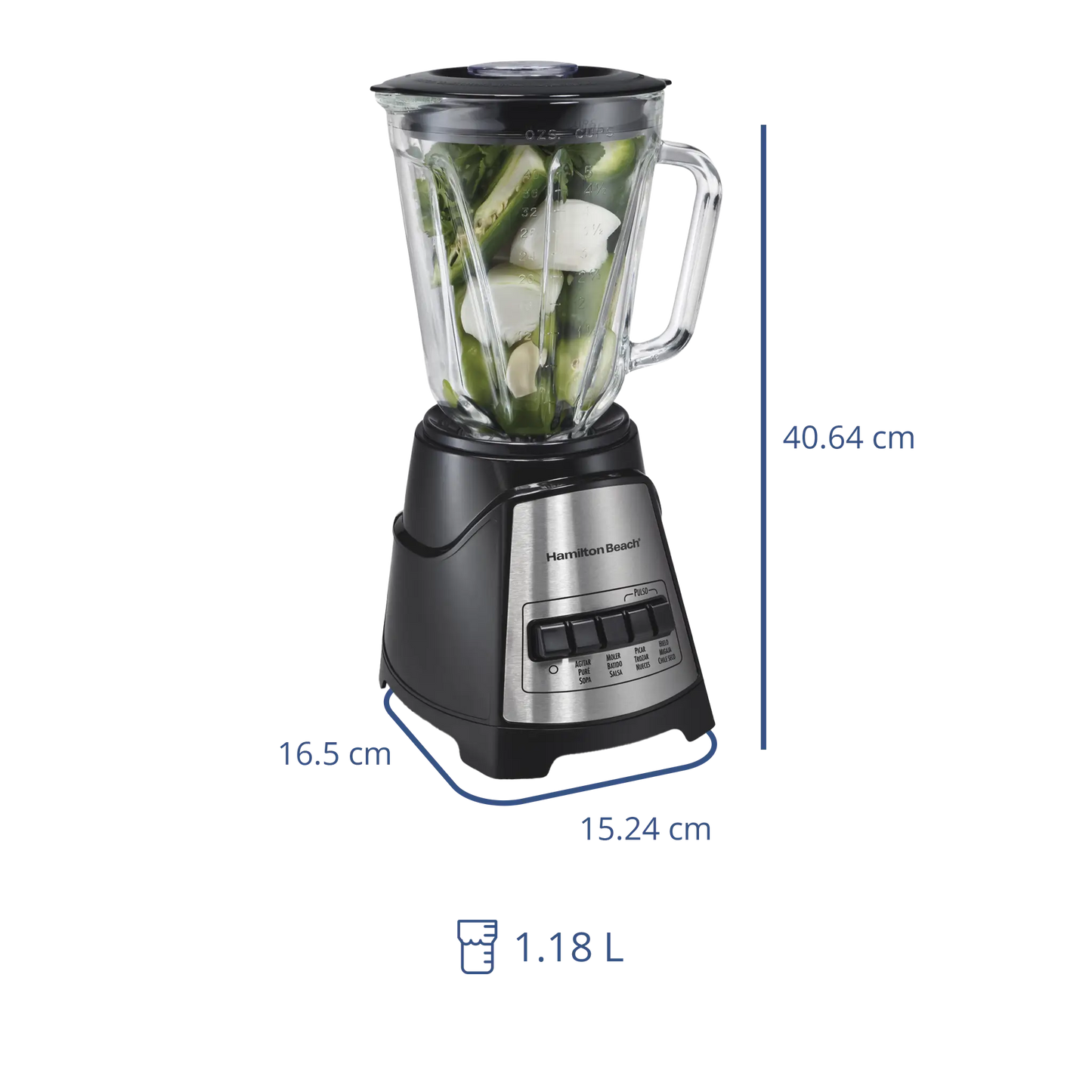 Licuadora de Vidrio 650W  1.2L Negra - Hamilton Beach