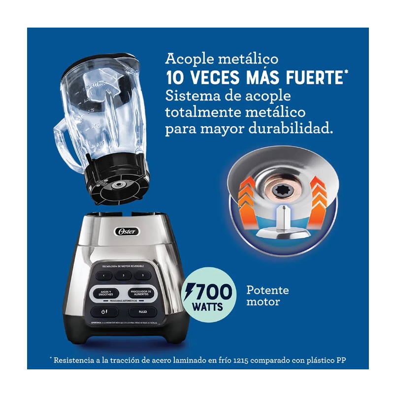 Licuadora Reversible 3 Vel 700 w Vaso Vidrio Plata BLSTPYG1311NBG-013