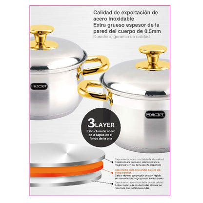 Bateria De Cocina Ollas 8 Pz Havana Fraciel Acero Inoxidable