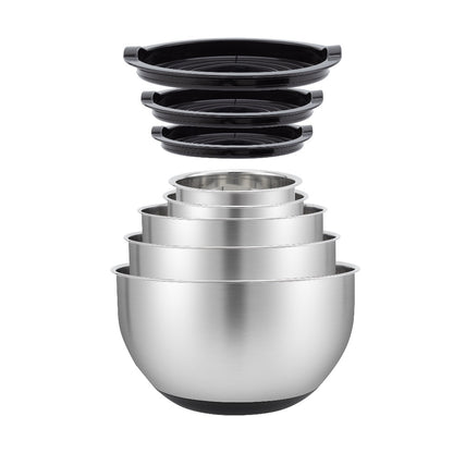 Juego de 5 Bowls con Tapa Hermética Acero Inoxidable Fraciel