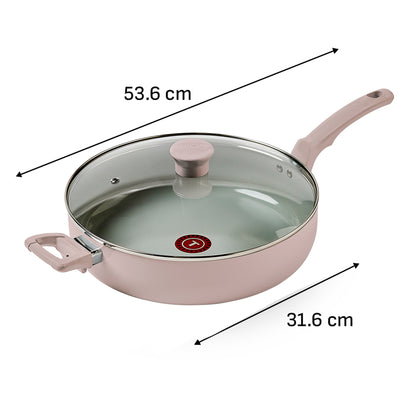 Sartén Hondo Con Tapa T-fal Refresh Cerámica 5Qt/ 4.7 L Rosa