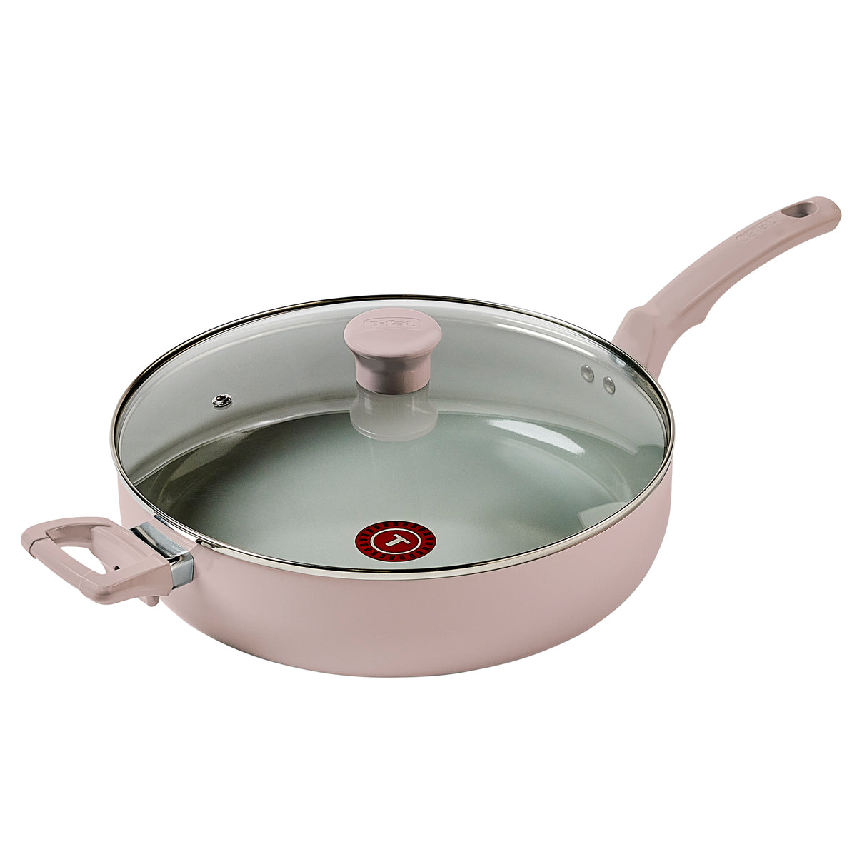 Sartén Hondo Con Tapa T-fal Refresh Cerámica 5Qt/ 4.7 L Rosa