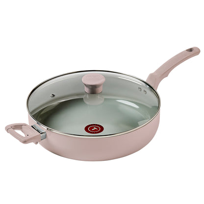 Sartén Hondo Con Tapa T-fal Refresh Cerámica 5Qt/ 4.7 L Rosa