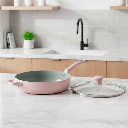 Sartén Hondo Con Tapa T-fal Refresh Cerámica 5Qt/ 4.7 L Rosa