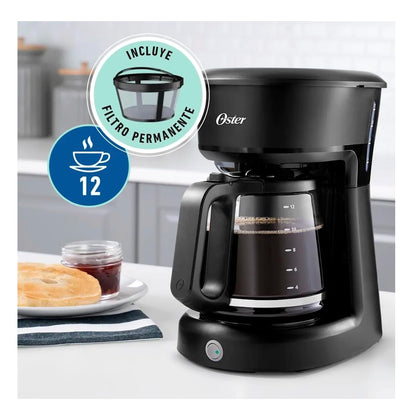 Cafetera de Goteo 12 Tz Oster 1000 W Negro Filtro Permanente