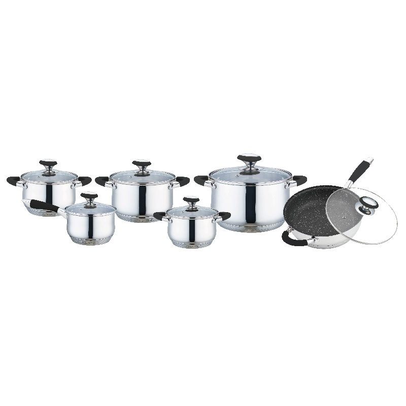 Batería de Cocina 12 pz Acero Inox Omania Negra Fraciel