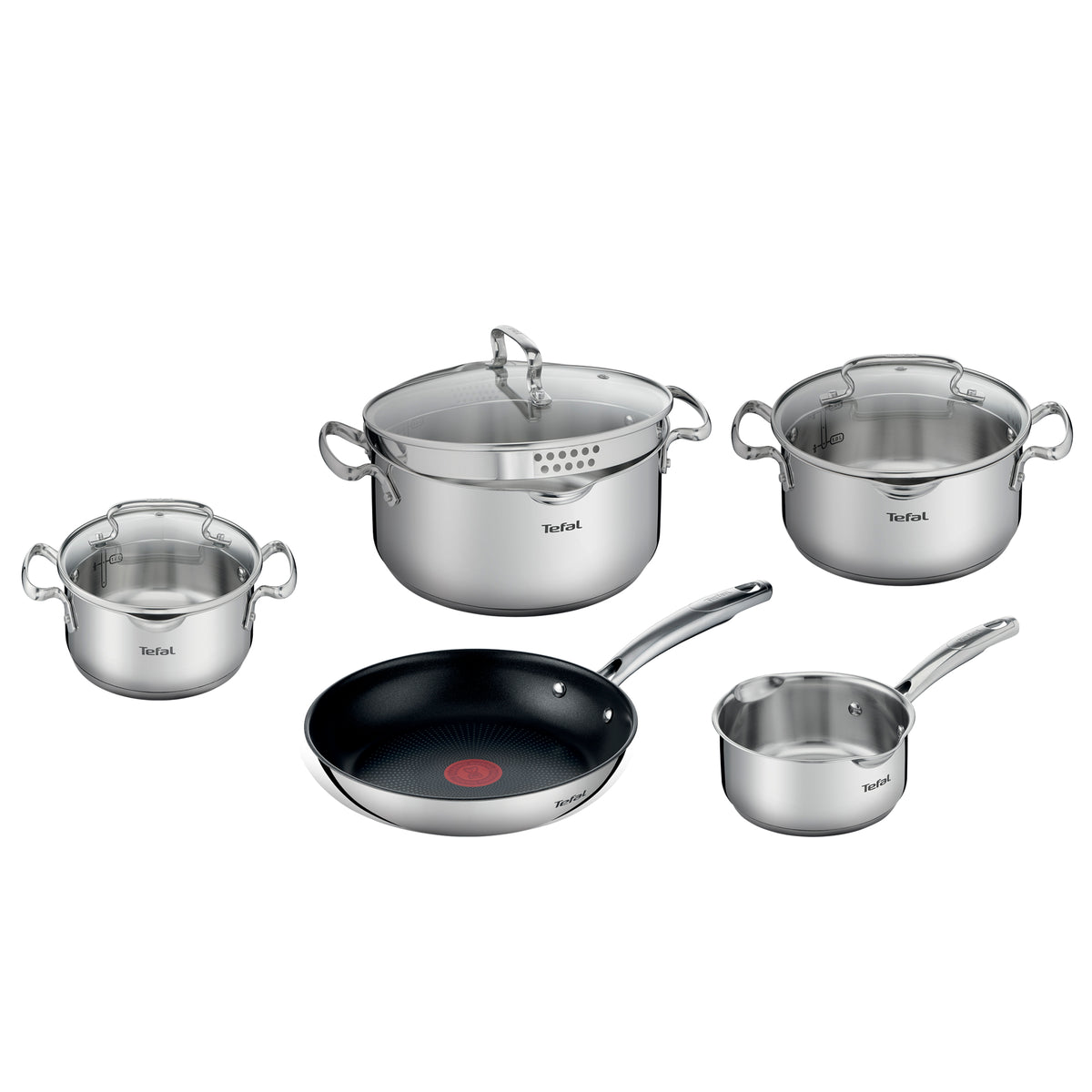 Batería De Cocina T-fal Duetto 8 Piezas Acero Inoxidable