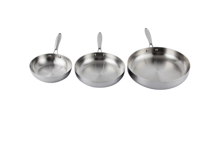 Juego 3 Sartenes 20,24,30cm Fraciel Pro Inducción Acero Inox
