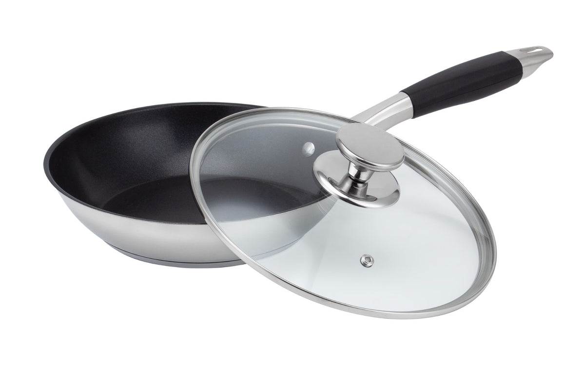 Sartén 26 cm Acero Inox Antiadherente Con Tapa Inducción Fraciel