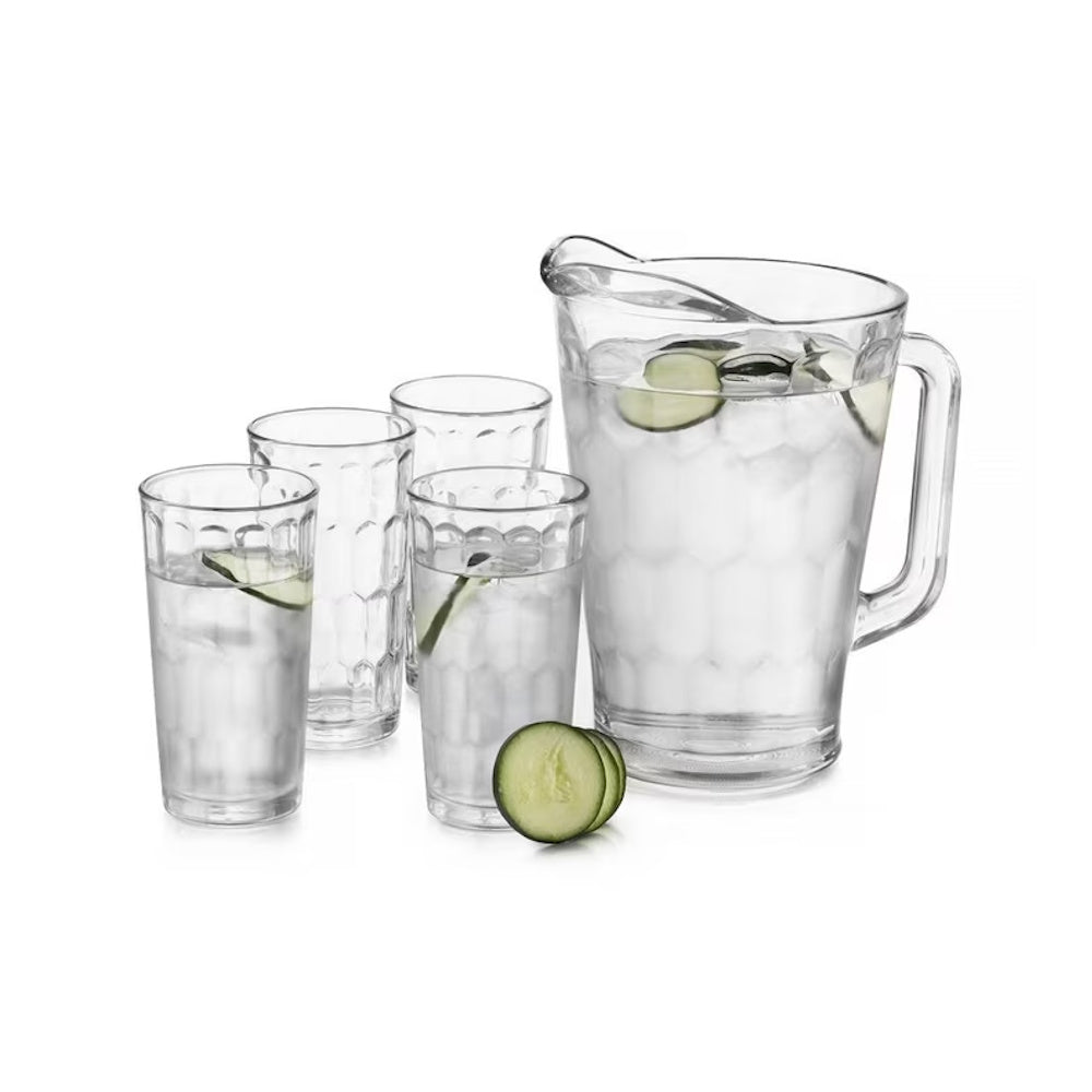 Juego de Jarra para Agua y 4 Vasos Vidrio Iglú Crisa 1721605