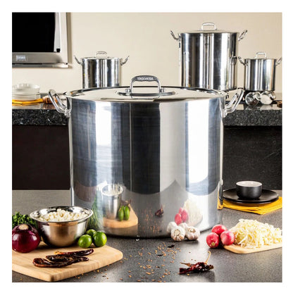 Olla Alta Recta 50 cm/80 lt Aluminio Acorazada NSF Vasconia