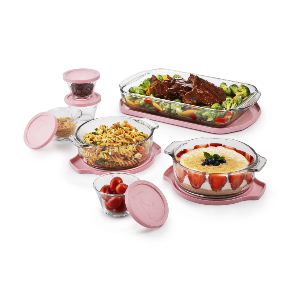Set Hornear 14 Pzas Pyr-O-Rey Vidrio Refractario c/Tapas