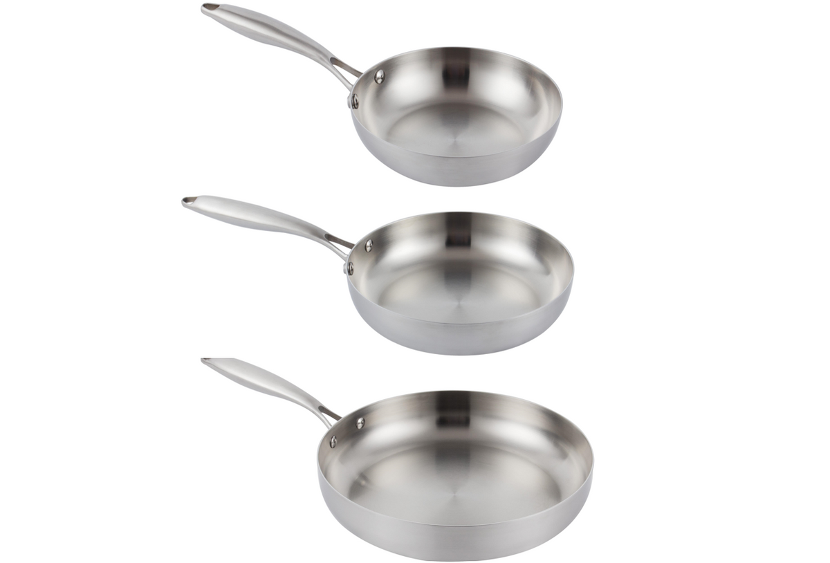 Juego 3 Sartenes 20,24,30cm Fraciel Pro Inducción Acero Inox
