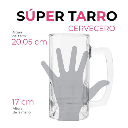 Tarro Vaso Cervecero 1 Lt Vidrio Glassia