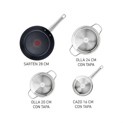 Batería de Cocina 7 Piezas Acero Inoxidable Cook Eat - Tefal