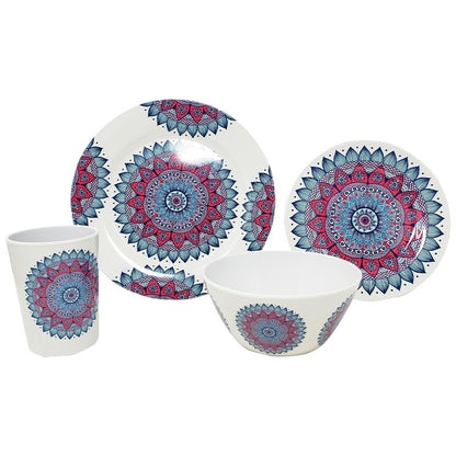 Vajilla de Cocina Melamina Decorada Mandala 16 pz Fraciel