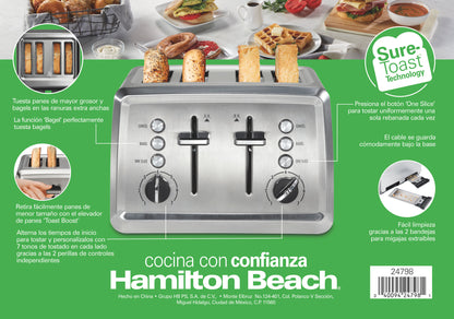 Tostador Hamilton Beach 4 Rebanadas Acero Inoxidable 24798