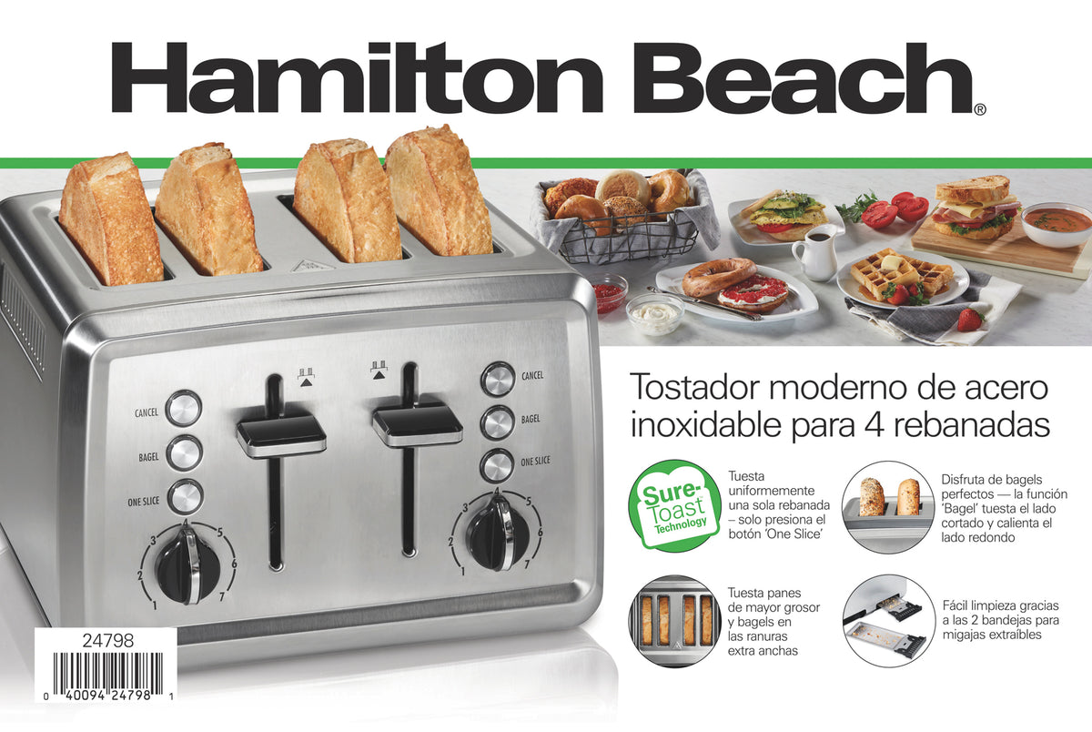 Tostador Hamilton Beach 4 Rebanadas Acero Inoxidable 24798
