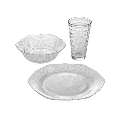 Juego de Vajilla Diamante Crisa 9pz Vidrio P/ 3 Personas