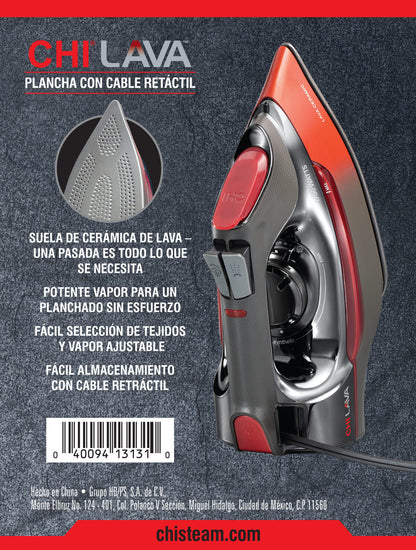 Plancha De Vapor CHI Lava Cerámica Retráctil 1700 W 13131