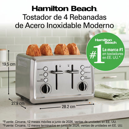 Tostador Hamilton Beach 4 Rebanadas Acero Inoxidable 24798