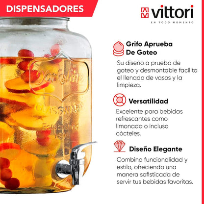 Vitrolero Dispensador de Vidrio 8 Lts | Vittori