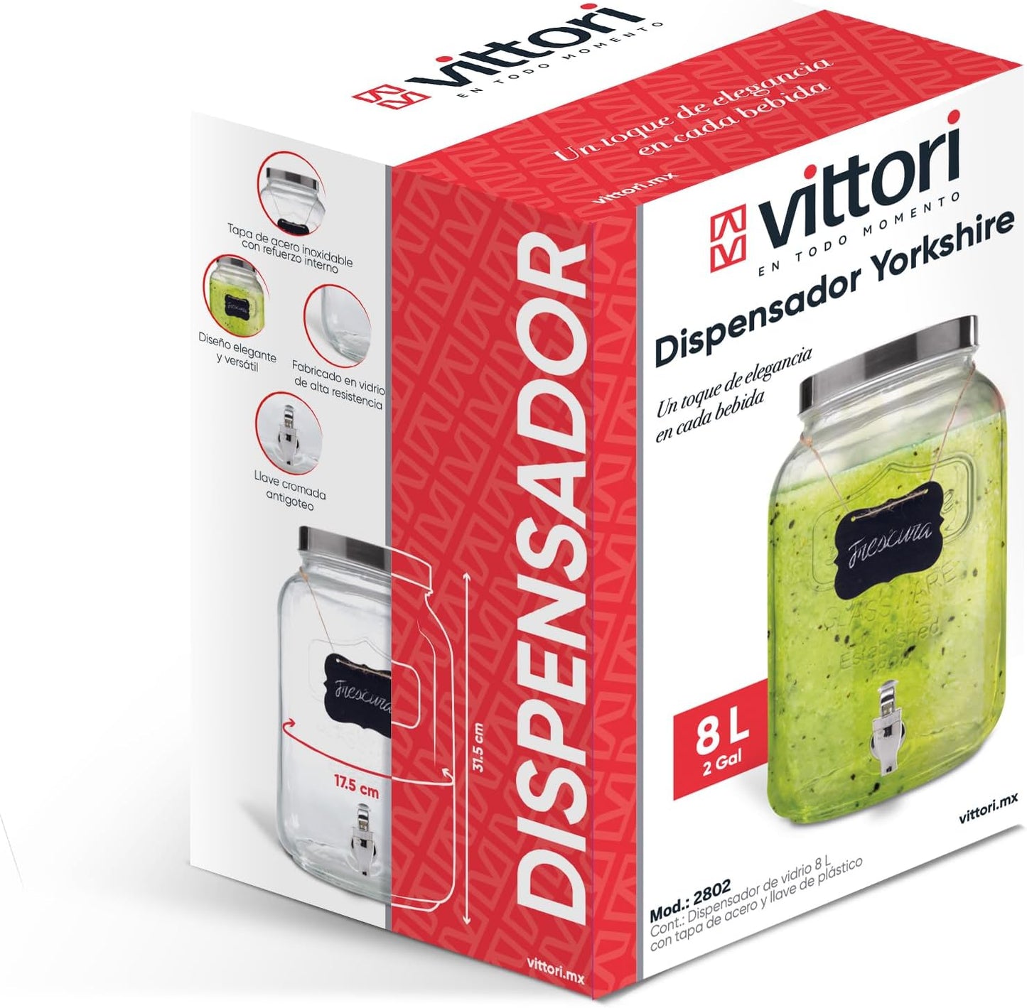 Vitrolero Dispensador de Vidrio 8 Lts | Vittori